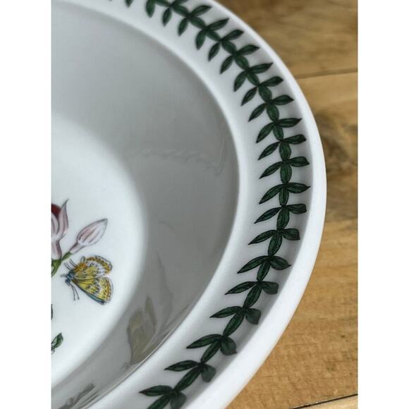 PORTMEIRION Botanic Garden Fuschia Magellanica 8.5" Rim Soup Bowl Leaves Edge - Picture 6 of 10